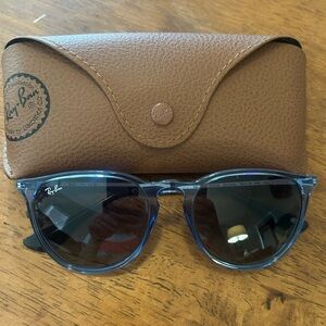 Ray-Ban “Erika” Women’s Translucent Blue Frame Sunglasses with Dark Lenses